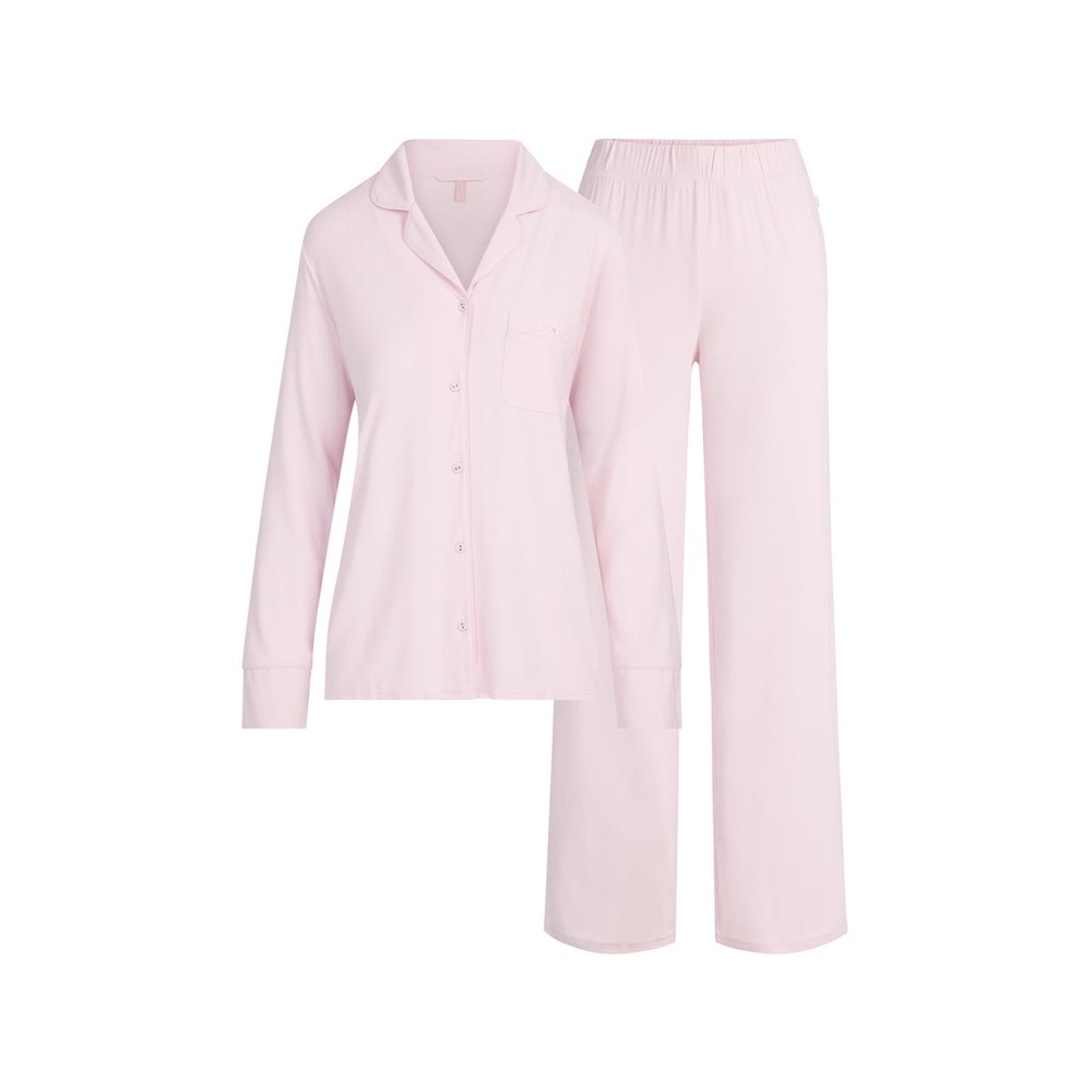 NWT SKIMS SLEEP LONG SLEEVE BUTTON UP SET BLOOM / XS - Picture 3 of 3